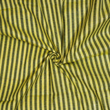 Olive Green Black Stripe Cotton Handloom Fabric