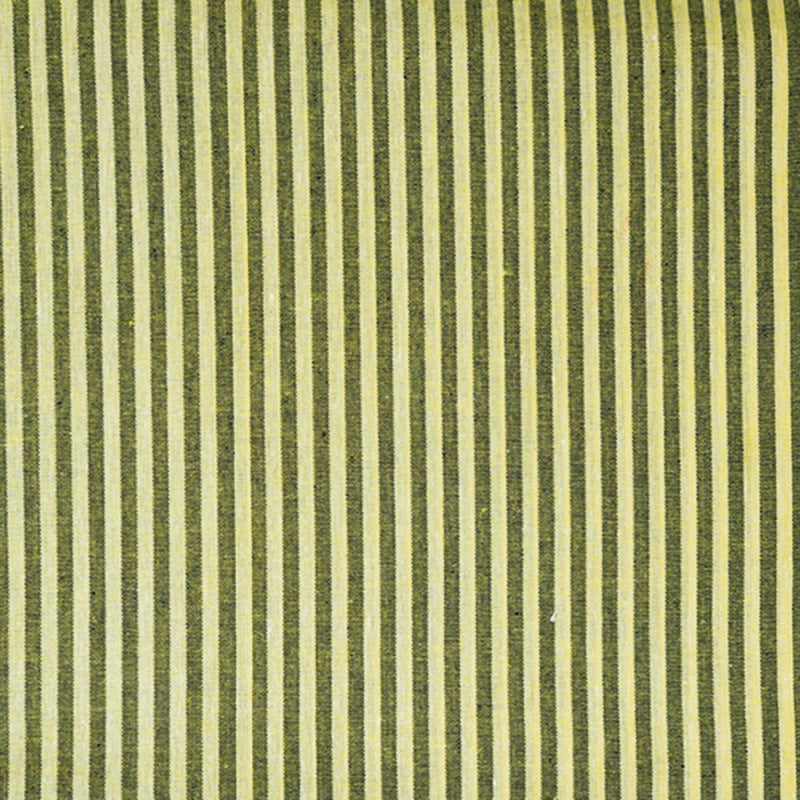 Olive Green Black Stripe Cotton Handloom Fabric