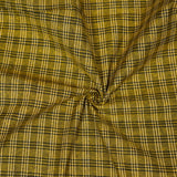 Olive Green Black Triple Line Checks Cotton Handloom Fabric