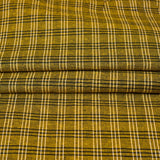 Olive Green Black Triple Line Checks Cotton Handloom Fabric
