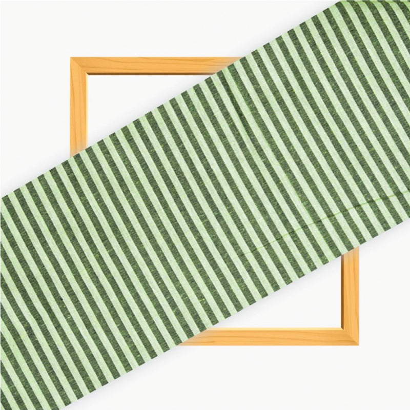 Olive Green Green Stripe Cotton Handloom Fabric