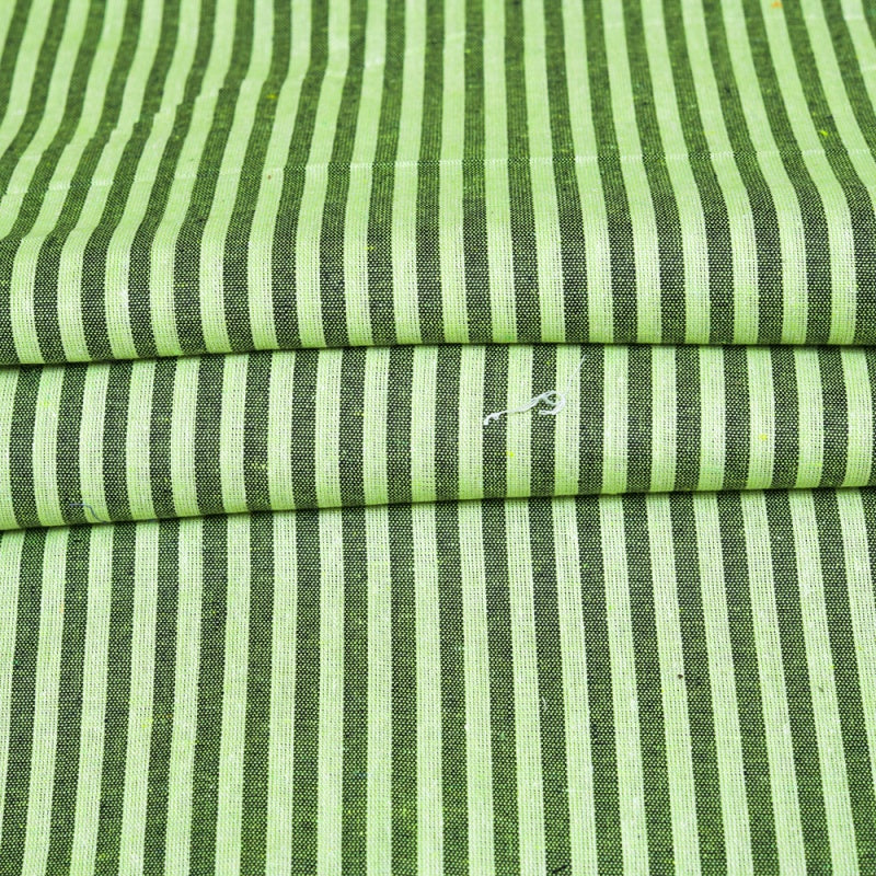 Olive Green Green Stripe Cotton Handloom Fabric