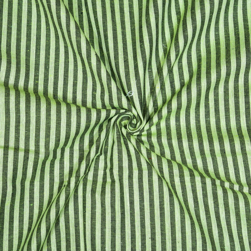 Olive Green Green Stripe Cotton Handloom Fabric