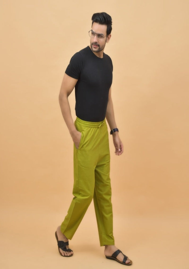 Olive-Green-Solid-Cotton-Handloom-Men-Pant