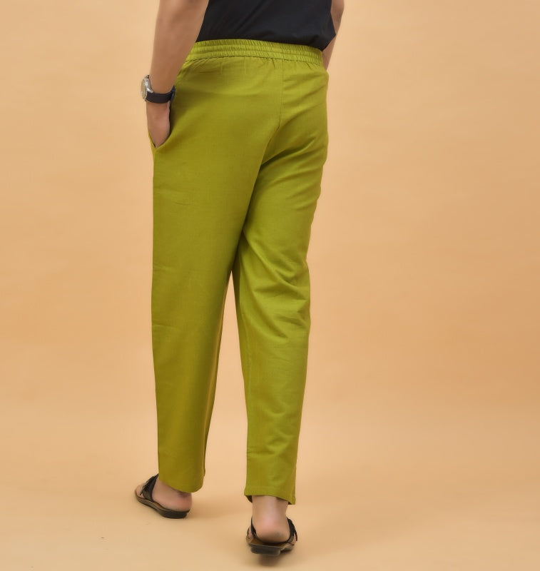 Olive-Green-Solid-Cotton-Handloom-Men-Pant