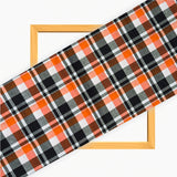 Orange Black and White Checks Cotton Handloom Fabric