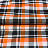 Orange Black and White Checks Cotton Handloom Fabric