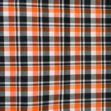 Orange Black and White Checks Cotton Handloom Fabric