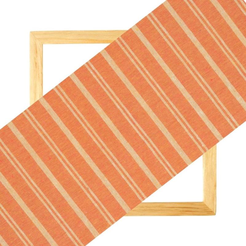 Orange Yellow Stripe Handloom Cotton Fabric