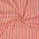 Peach Black Stripe Cotton Handloom Fabric