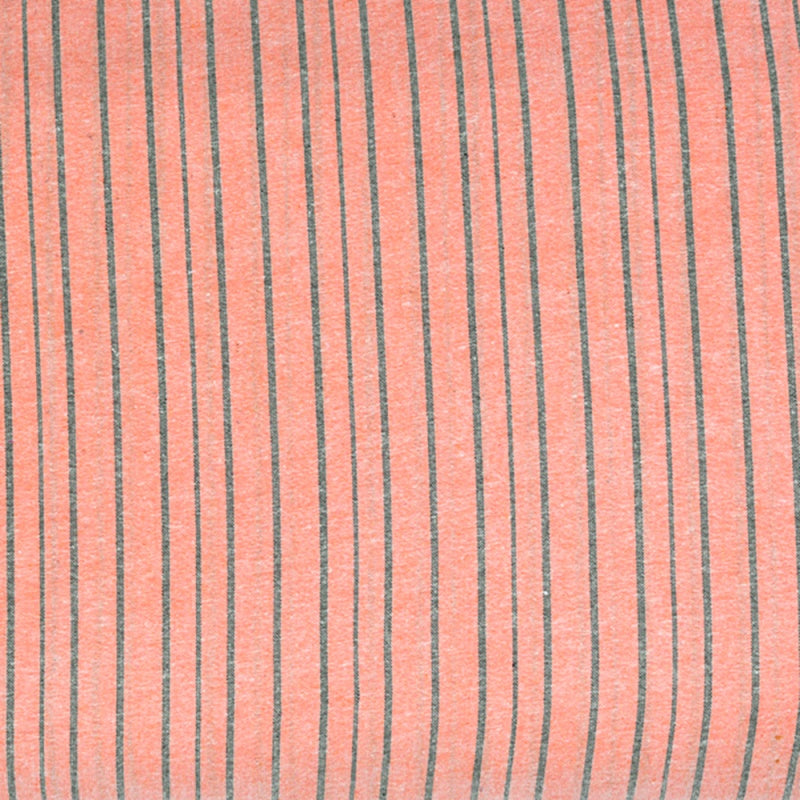 Peach Black Stripe Cotton Handloom Fabric