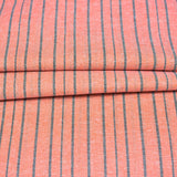 Peach Black Stripe Cotton Handloom Fabric