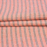 Peach Black Stripe Handloom Cotton Fabric