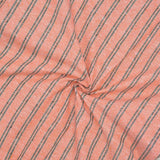 Peach Black Stripe Handloom Cotton Fabric