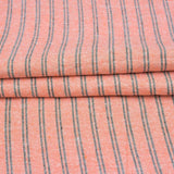 Peach Black Stripe Handloom Cotton Fabric