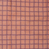 Peach Blue Checks Cotton Handloom Fabric
