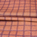 Peach Blue Checks Cotton Handloom Fabric