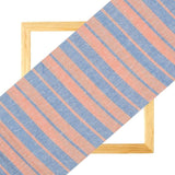 Peach Blue Stripe Handloom Cotton Fabric