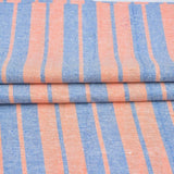 Peach Blue Stripe Handloom Cotton Fabric