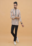PEACH GRAY STRIPE COTTON HANDLOOM CORD SET-25002