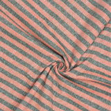 Peach Gray Stripe Handloom Cotton Fabric
