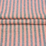 Peach Gray Stripe Handloom Cotton Fabric