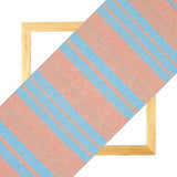 Peach Sky Blue Stripe Handloom Cotton Fabric