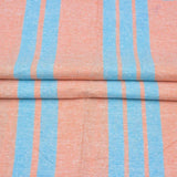 Peach Sky Blue Stripe Handloom Cotton Fabric