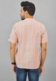 PEACH WHITE AND GRAY STRIPE COTTON HANDLOOM CORD SET