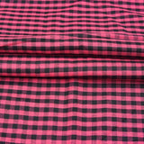 Pink Black Checks Handloom Cotton Fabric