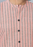 PINK BLACK STRIPE COTTON HANDLOOM CORD SET-25724