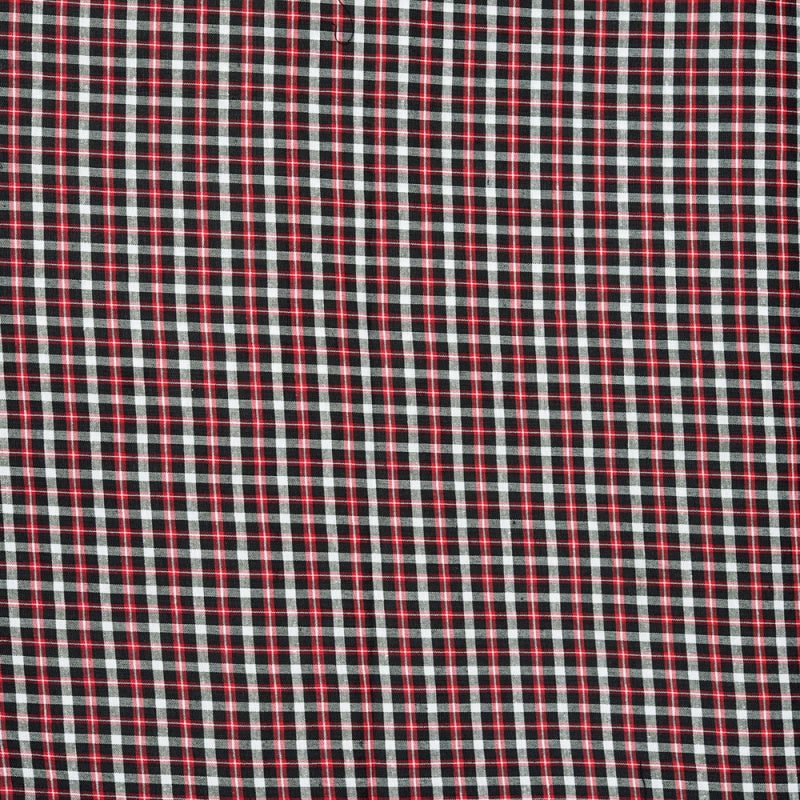 Pink Black and White Small Checks Cotton Handloom Fabric