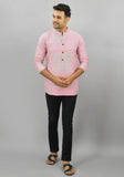 PINK CYAN STRIPE COTTON HANDLOOM CORD SET-25688
