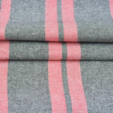 Pink Gray Stripe Handloom Cotton Fabric