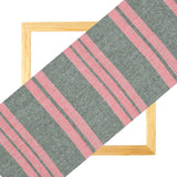 Pink Gray Stripe Handloom Cotton Fabric