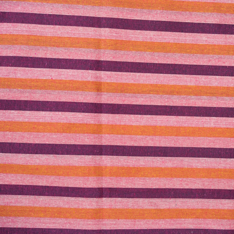 Pink Orange and Purple Stripe Cotton Handloom Fabric