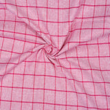 Pink Pink Checks Cotton Handloom Fabric