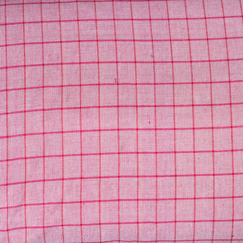 Pink Pink Checks Cotton Handloom Fabric