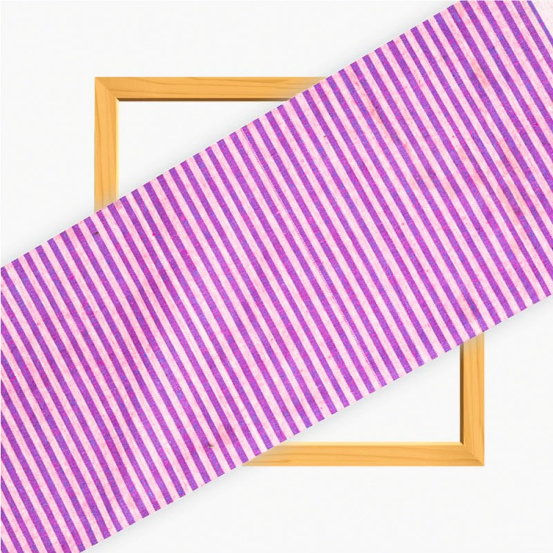 Pink Purple Stripe Cotton Handloom Fabric