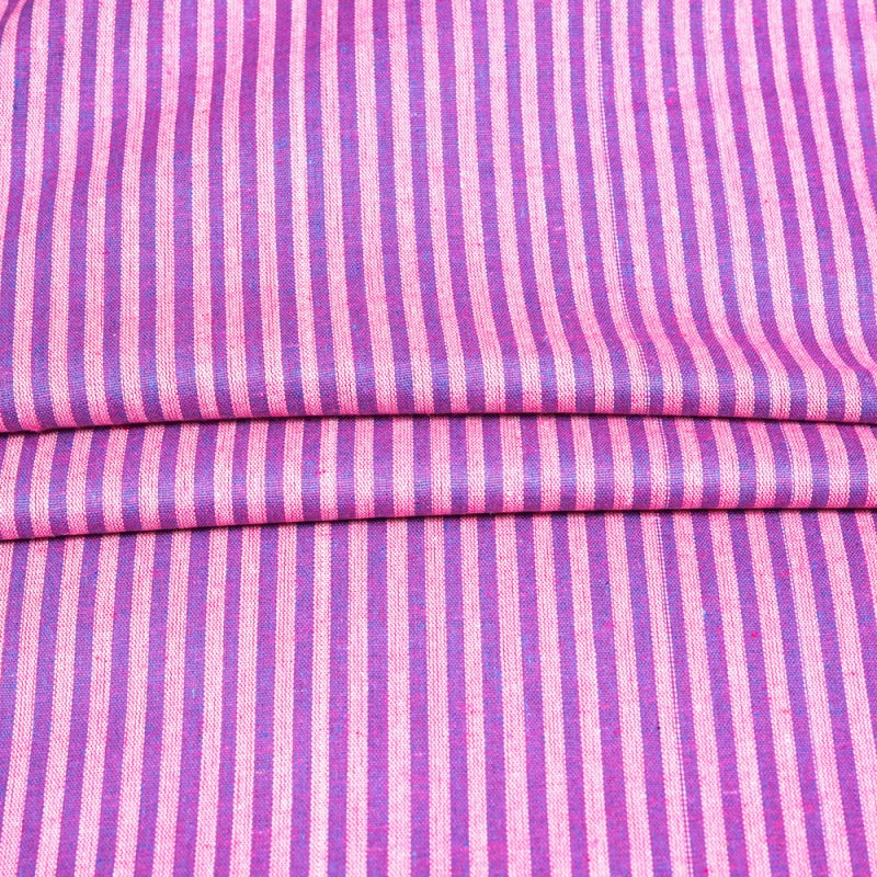 Pink Purple Stripe Cotton Handloom Fabric