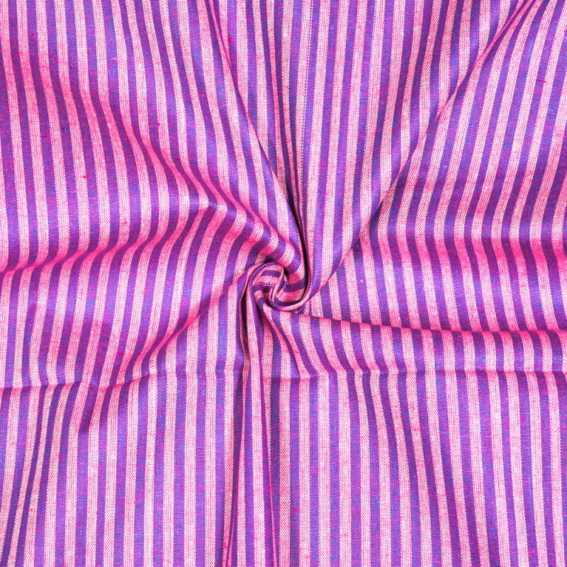 Pink Purple Stripe Cotton Handloom Fabric
