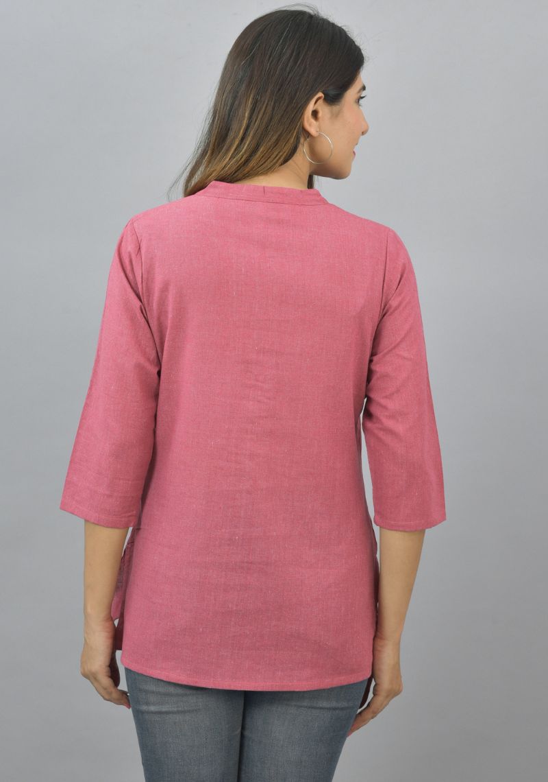 Women Mandarin Collar Cotton Top