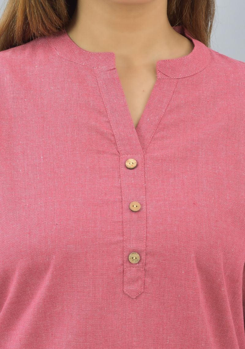 Women Mandarin Collar Cotton Top