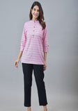 Women Cotton Checked Tunic