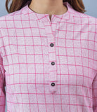 Women Cotton Checked Tunic