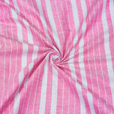 Pink White Stripe Cotton Handloom Fabric