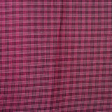 Pink White and Black Triple Line Checks Cotton Handloom Fabric