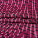 Pink White and Black Triple Line Checks Cotton Handloom Fabric