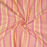 Pink Yellow Stripe Cotton Handloom Fabric