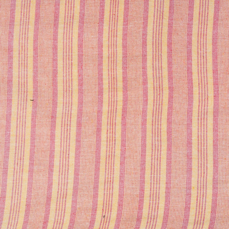 Pink Yellow Stripe Cotton Handloom Fabric